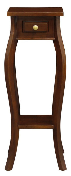 1 Drawer Curved Leg Plant / Lamp Stand - Mahogany