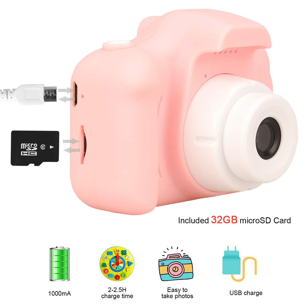 Mini Digital Kids Camera | 2.0" LCD Screen | 32GB Card Included | HD Quality