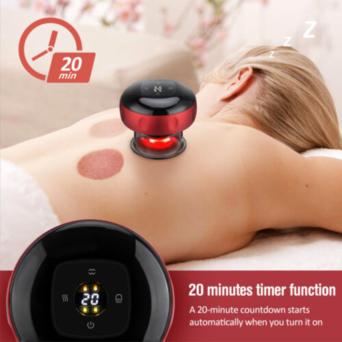 Electric Cupping Therapy Massager | 12 Levels | Red Light Heating (Red)