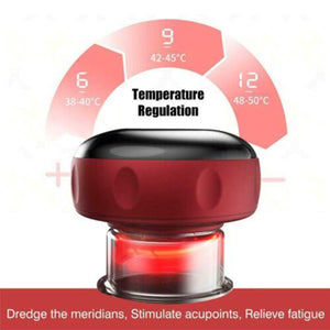 Electric Cupping Therapy Massager | 12 Levels | Red Light Heating (Red)