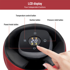 Electric Cupping Therapy Massager | 12 Levels | Red Light Heating (Red)