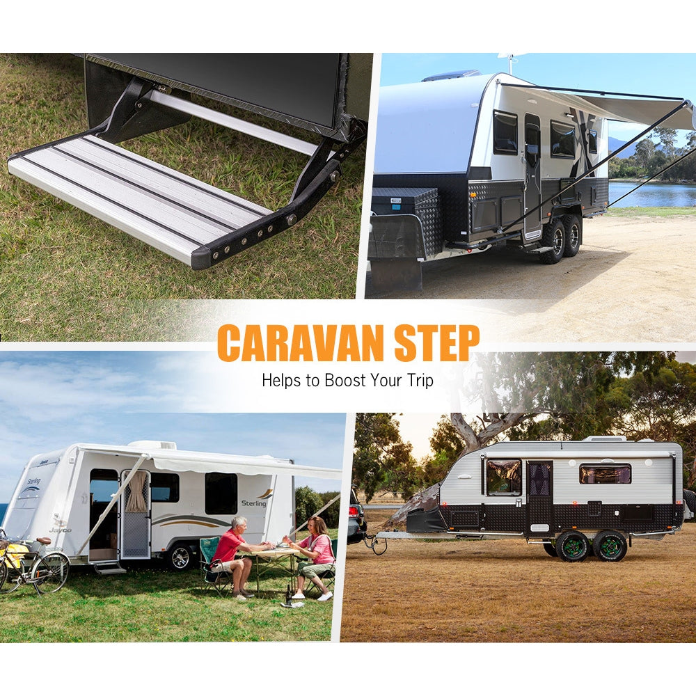 Aluminium Caravan Step | Max Load: 200KG | Pull Out Step | Folding Design | Suitable for Campers, Trailers, and Motorhomes