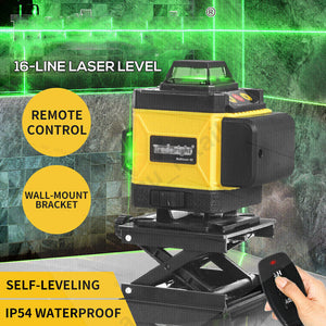 4D Green Light 16 Line Laser Level | Self-Leveling 360° Rotary Cross