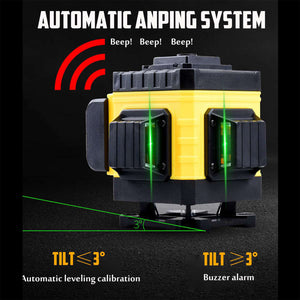 4D Green Light 16 Line Laser Level | Self-Leveling 360° Rotary Cross