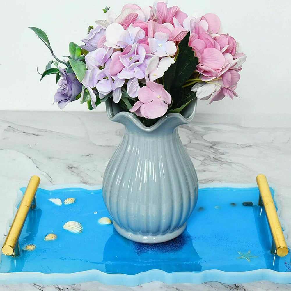 Large Safe Silicone Tray Mould for Irregular Coaster Resin Craft Art DIY + 2 Handles