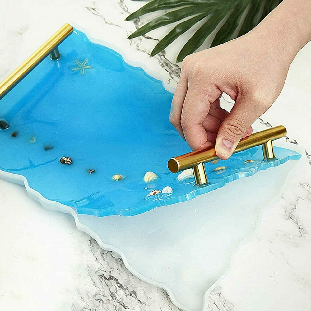 Large Safe Silicone Tray Mould for Irregular Coaster Resin Craft Art DIY + 2 Handles