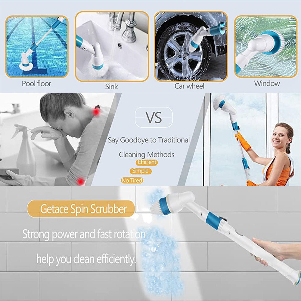 Electric Cordless Spin Scrubber Super Power Scrubber Turbo Scrub Clean Brush
