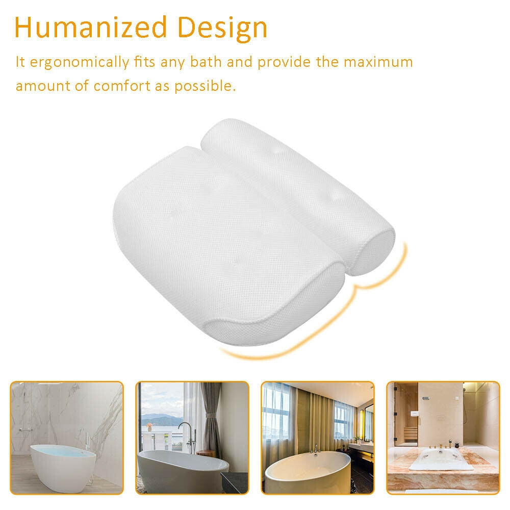 3D Spa Mesh Bath Pillow for Tub Neck and Back Support