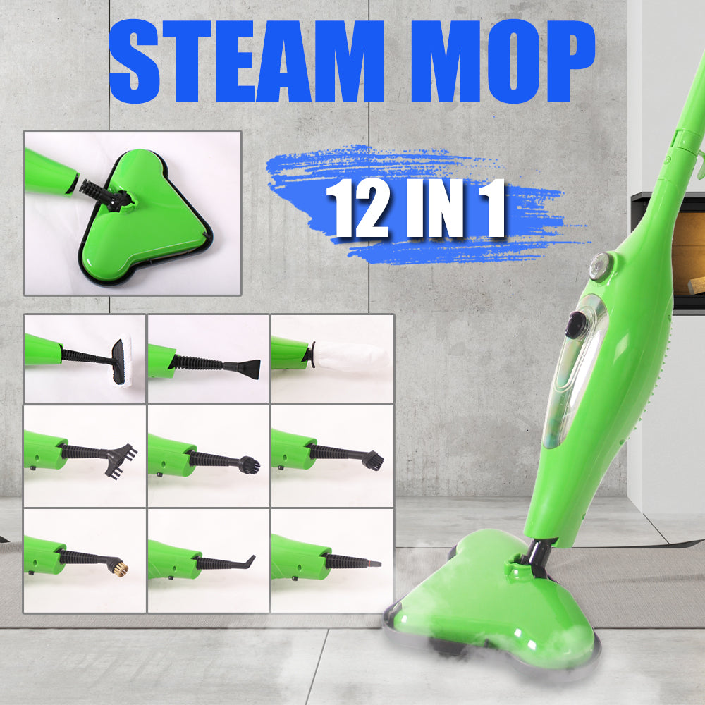 12-in-1 Foldable Steam Mop for Floor and Carpet Cleaning