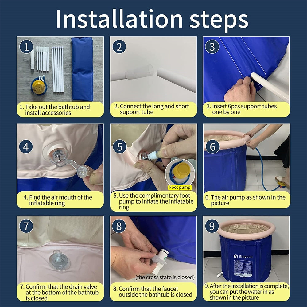 Portable Bathtub | Folding PVC Water Tub for Spa Bath