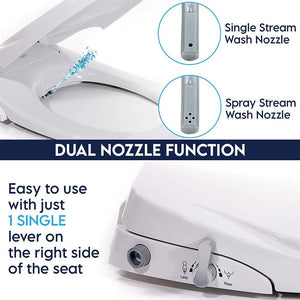 Non-Electric Bidet Toilet Seat | Dual Nozzle Spray Water Wash - O Cover