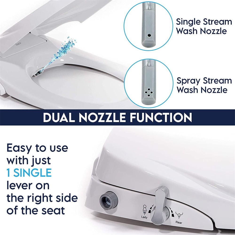 Non-Electric Bidet Toilet Seat | Dual Nozzle Spray - D Cover
