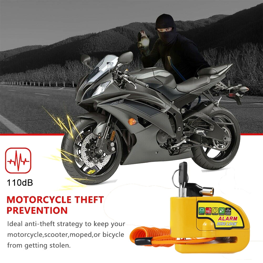 Motorcycle/Bicycle Disc Lock - Electric Rotor Lock - Yellow