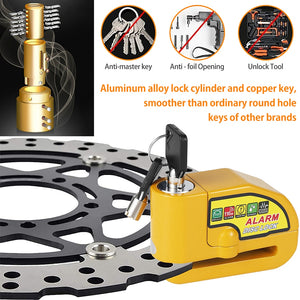 Motorcycle/Bicycle Disc Lock - Electric Rotor Lock - Yellow
