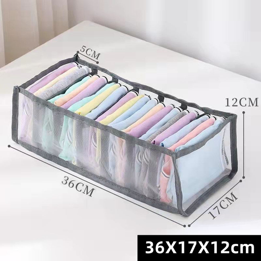 2PCS 7 Grids Mesh Foldable Clothes Storage Jeans Pants Organizer | Clothes Organizer 36X17X12CM