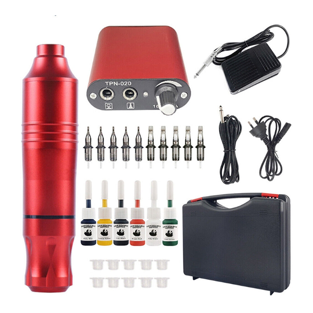 Red 36PC Tattoo Kit | Motor Pen Machine Gun | Color Inks