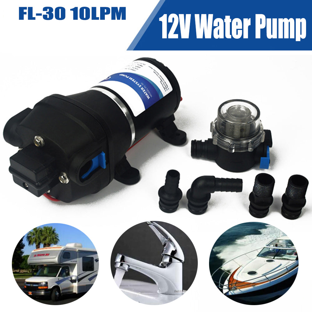 12V Water Pump FL-30 | High Pressure 17/10LPM | For Caravan, Boat, Camp Washdown