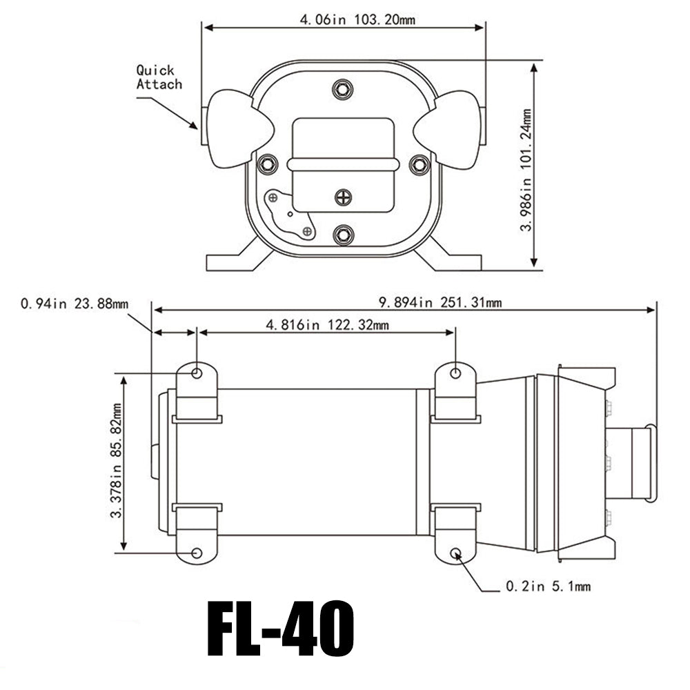 12V Water Pump FL-40 | High Pressure 17/10LPM | For Caravan, Boat, Camp Washdown