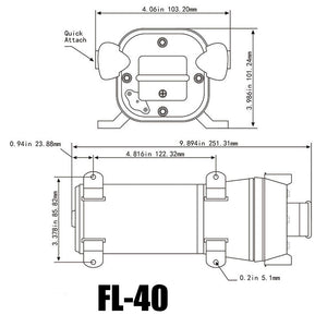12V Water Pump FL-40 | High Pressure 17/10LPM | For Caravan, Boat, Camp Washdown