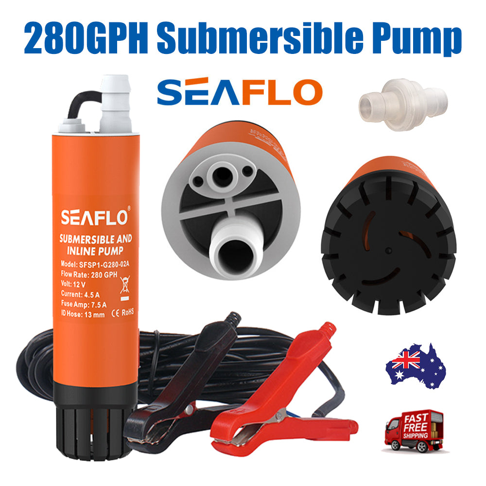 Submersible Pump 12V 280G/H Boat Caravan Inline Water Pump | SEAFLO SFSP1-G280-02