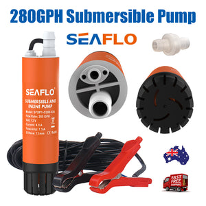 Submersible Pump 12V 280G/H Boat Caravan Inline Water Pump | SEAFLO SFSP1-G280-02