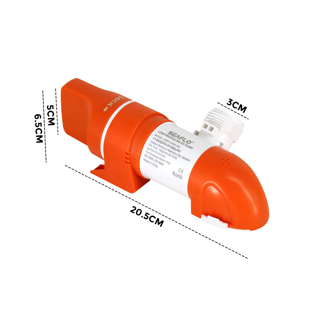 SEAFLO 1100GPH DC12V Automatic Bilge Pump | Low Profile Water Pump for Boat Marine