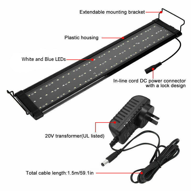 90cm Aquarium Light | Full Spectrum LED Lamp for Aqua Plants, Fish Tanks, Bars