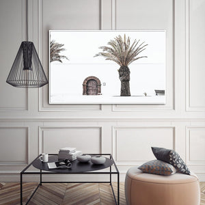 50cmx70cm European Palm Tree White Frame Canvas Wall Art