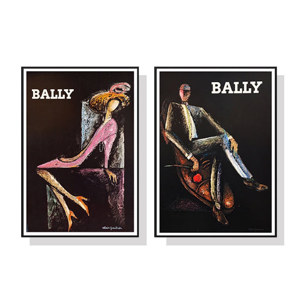 60cmx90cm Bally Man & Woman 2 Sets Black Frame Canvas Wall Art