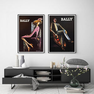 60cmx90cm Bally Man & Woman 2 Sets Black Frame Canvas Wall Art