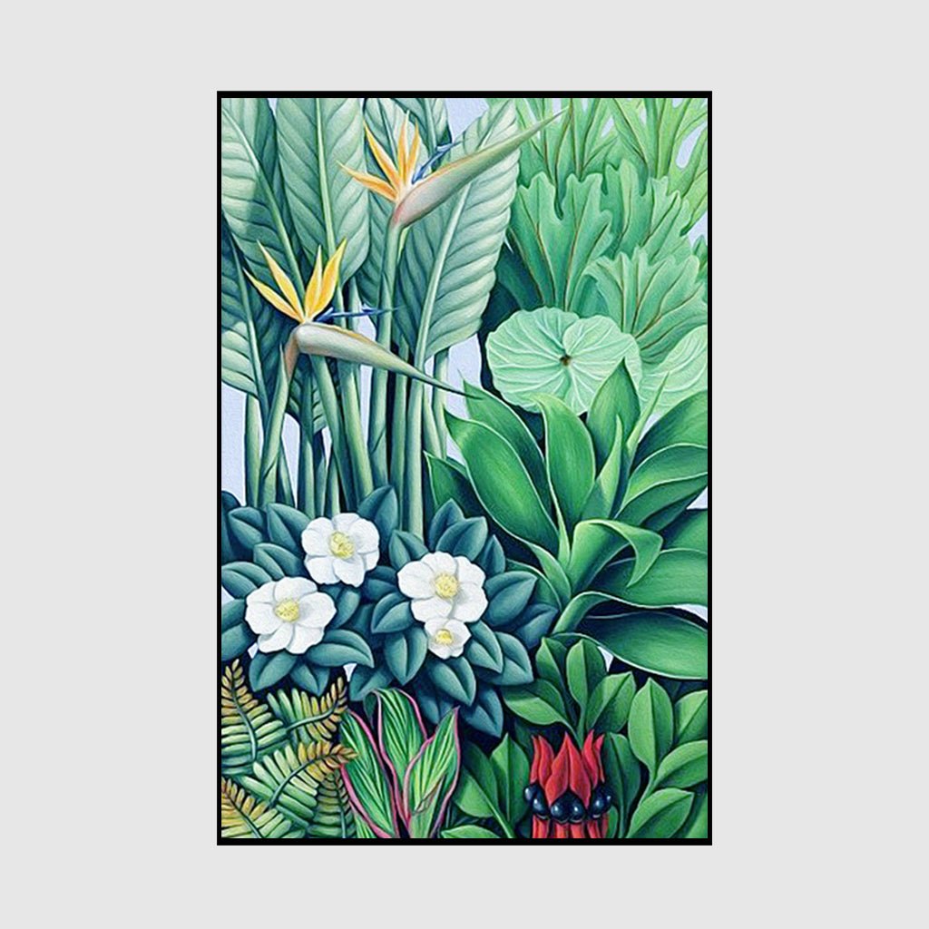 70cmx100cm Tropical plants Black Frame Canvas Wall Art