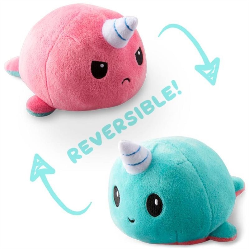 Narwhal Light Blue/Light Pink Reversible Plushie