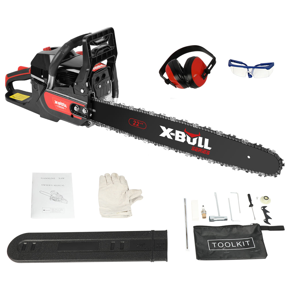 X-BULL 62cc Petrol Chainsaw - 22" Bar, E-Start, Top Handle
