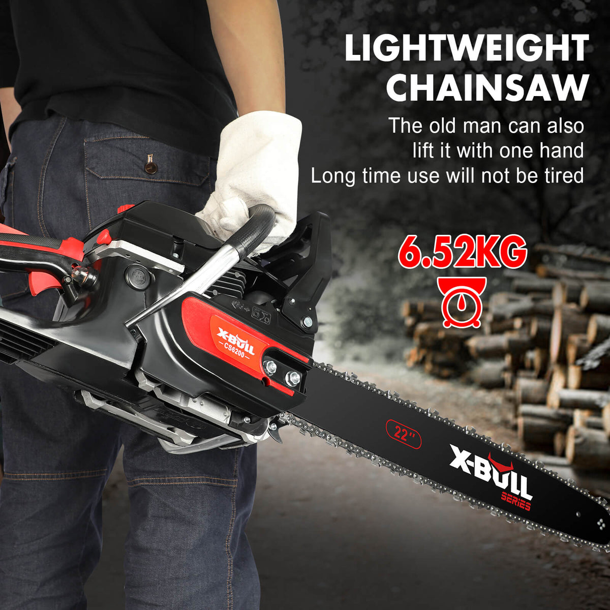X-BULL 62cc Petrol Chainsaw - 22" Bar, E-Start, Top Handle