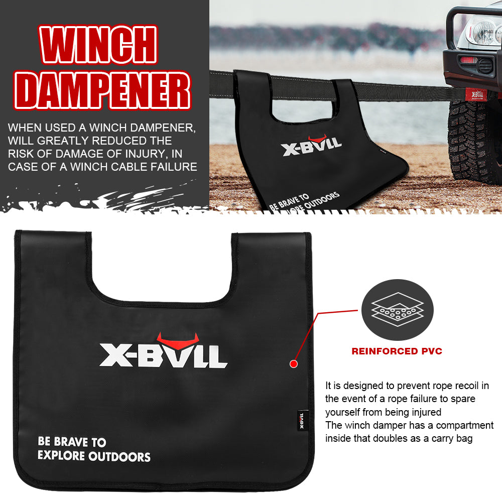 X-BULL Recovery Kit Off-Road Kinetic Rope Snatch Strap Winch Damper 4WD13PCS