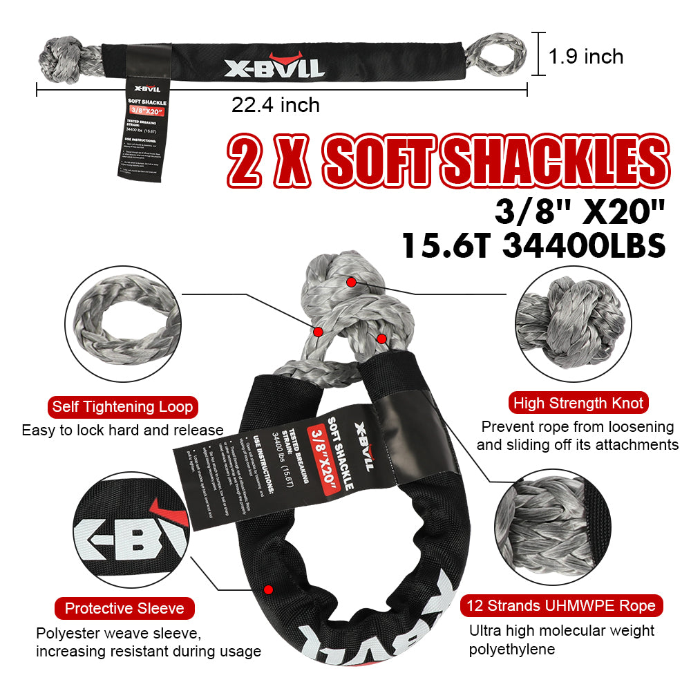 X-BULL Recovery Kit Off-Road Kinetic Rope Snatch Strap Winch Damper 4WD13PCS
