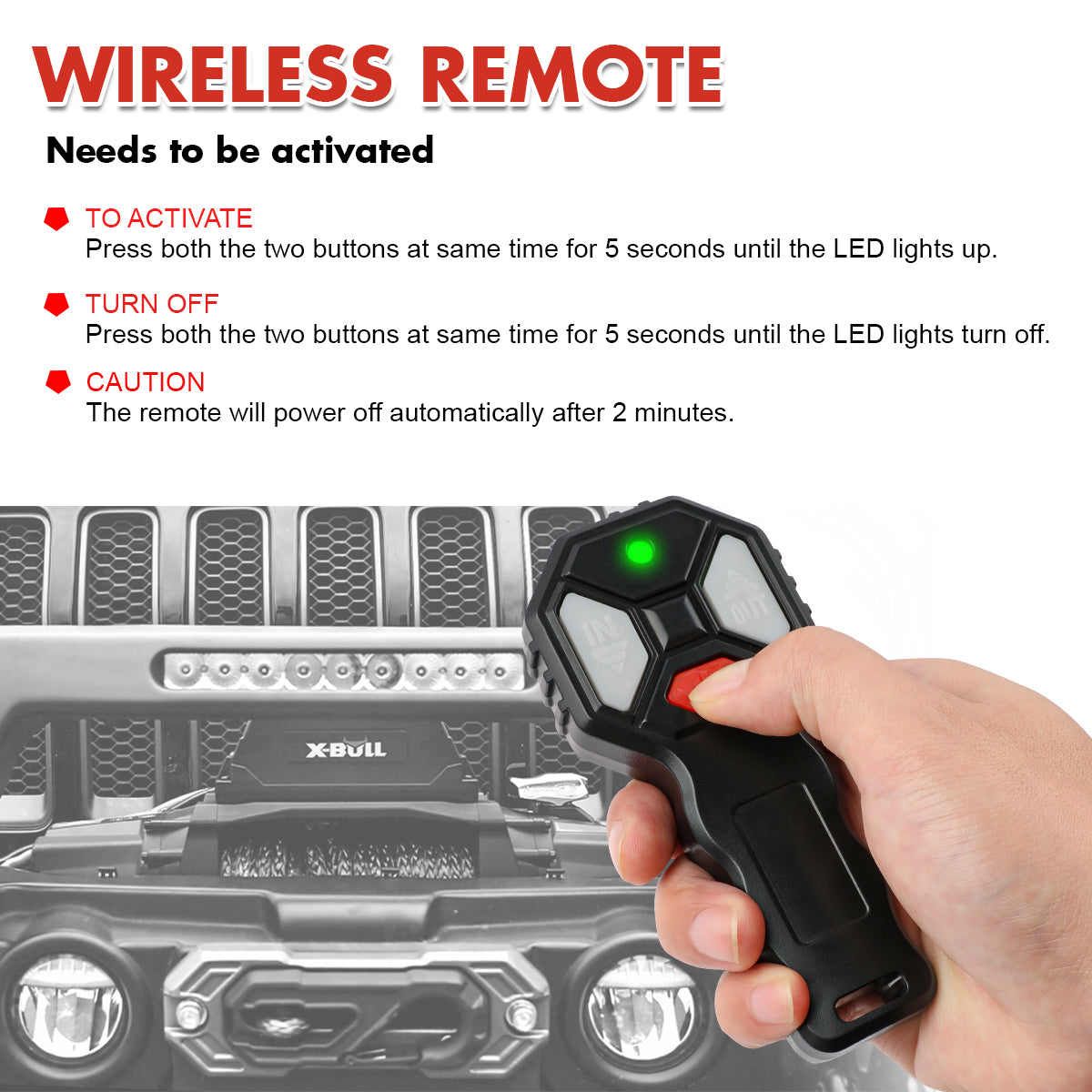 X-BULL 2x Wireless Winch Remote Control - 12 Volt Handset Switch - 150ft 4WD