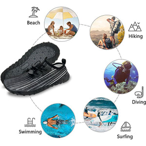 Men's and Women's Soft Breathable Slip-on Water Shoes | Aqua Socks for Swim, Beach, Pool, Surf, Yoga | Black, US Size 7