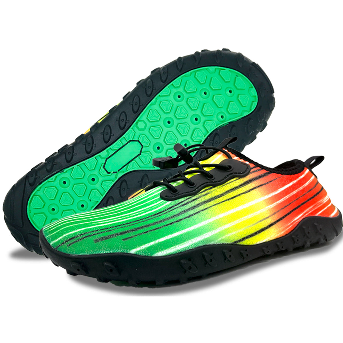 Men's and Women's Soft Breathable Slip-on Water Shoes | Aqua Socks for Swim, Beach, Pool, Surf, Yoga | Green, US Size 7.5