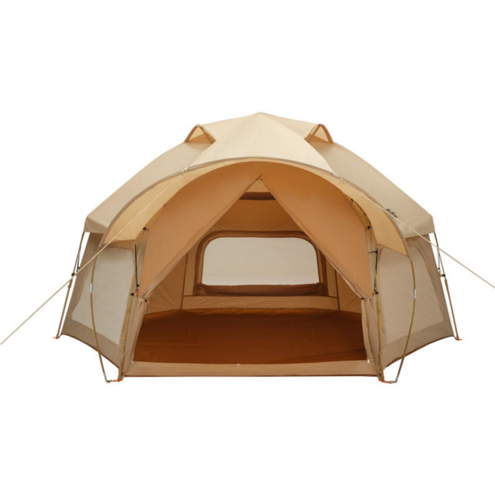 Luxury Hexagonal Tent - Double Layer - Khaki - 5-8 Person