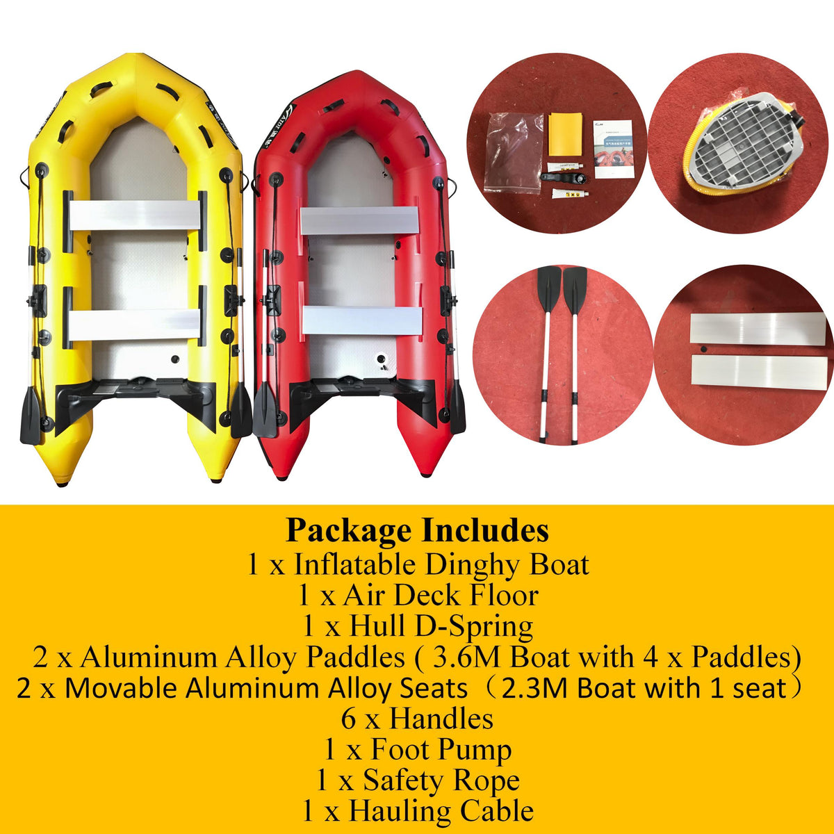Red 2.3m Inflatable Dinghy Boat Tender Pontoon Rescue