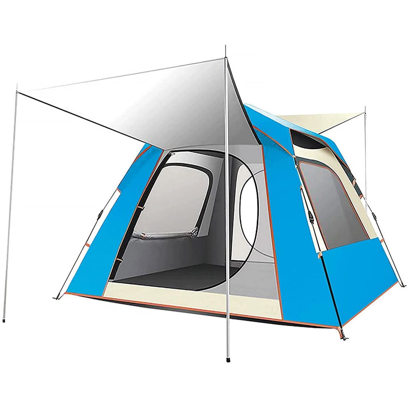 Instant Pop Up Hiking Tent for 2/3/4 Persons | Waterproof Windproof Family Tent | Portable with UV Protection | Blue