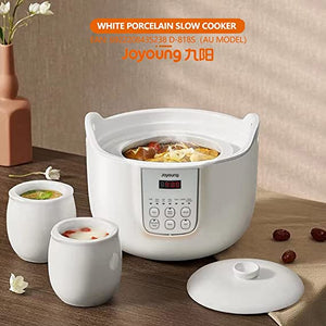 Joyoung White Porclain Slow Cooker 1.8L with 3 Ceramic Inner Containers