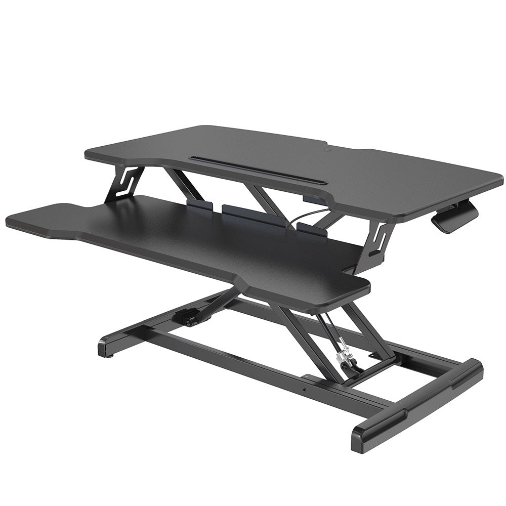 Fortia Desk Riser - 77cm Wide - Adjustable Sit to Stand - Dual Monitor Support - Black