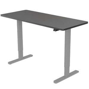 FORTIA Sit Stand Desk - 120x60cm - Height Adjustable - 70kg Load - Black/Silver Frame