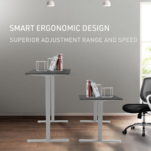 FORTIA Sit Stand Desk - 120x60cm - Height Adjustable - 70kg Load - Black/Silver Frame