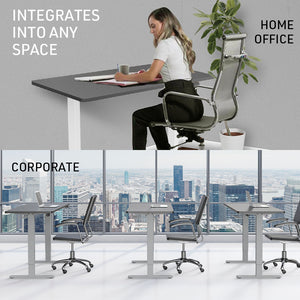 FORTIA Sit Stand Desk - 120x60cm - Height Adjustable - 70kg Load - Black/Silver Frame