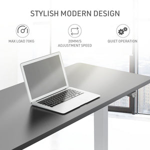 FORTIA Sit Stand Desk - 120x60cm - Height Adjustable - 70kg Load - Black/Silver Frame