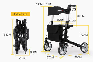 EQUIPMED Rollator Walking Frame Walker | Foldable Seat | Aluminium Mobility Aid