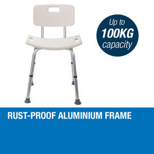 Equipmed Shower Chair Stool | Adjustable Seat Bath Aid with Shower Holder
